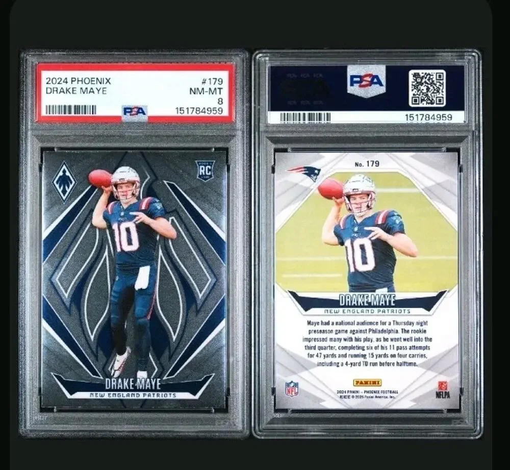 2024 PANINI PHOENIX #179 DRAKE MAYE ROOKIE RC PSA 8 NM Patriots Football Card
